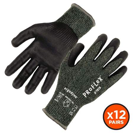 PROFLEX BY ERGODYNE ANSI A7 Nitrile Coated CR Gloves 12-Pair, Green, Size L 7070-12PR